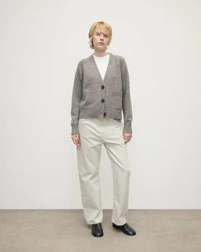 Johnstons Of Elgin Donegal Cashmere Grey V Neck Cardigan In Gray