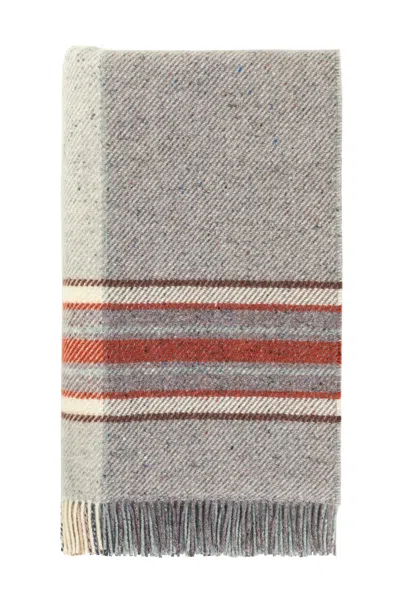 Johnstons Of Elgin Donegal Check Bed Throw In Russet & Grey In Gray