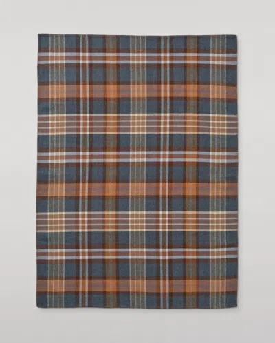 Johnstons Of Elgin Double Face Blue & Brown Wool Throw In Multi