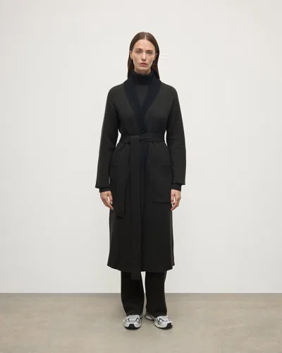 Johnstons Of Elgin Double-face Dark Grey Cardigan In Black