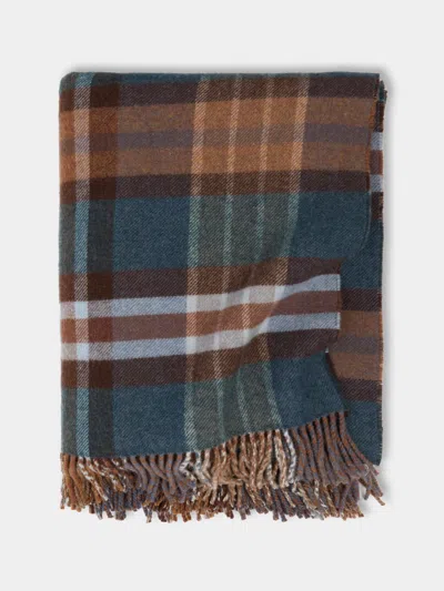 Johnstons Of Elgin Double-faced Lambswool Check Blanket (75in/1.9m)  Abask Luxury Gift In Brown