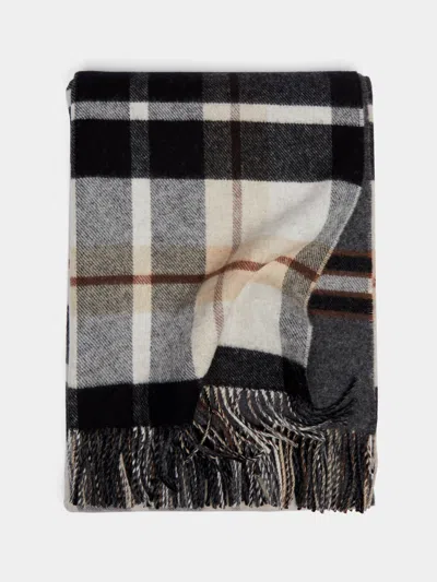 Johnstons Of Elgin Double-faced Wool Check Blanket  Abask Luxury Gift In Neutral