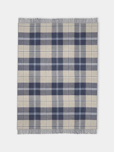 Johnstons Of Elgin Double-faced Wool Check Throw (75in/1.9m) In Blue