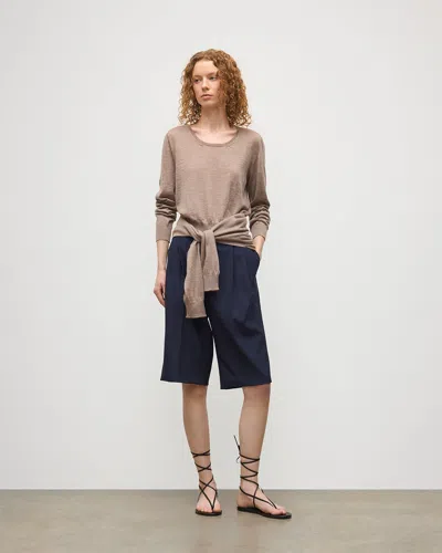 Johnstons Of Elgin Ella Light Brown Superfine Cashmere Scoop Neck Jumper