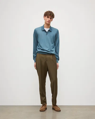 Johnstons Of Elgin Fin Green Superfine Cashmere Polo Shirt