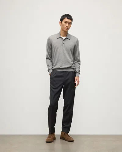 Johnstons Of Elgin Fin Grey Superfine Cashmere Polo Shirt In Gray