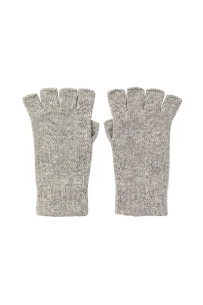 Johnstons Of Elgin Fingerless Light Grey Cashmere Gloves In Gray