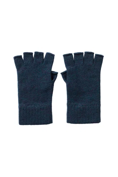 Johnstons Of Elgin Fingerless Navy Cashmere Gloves In Blue