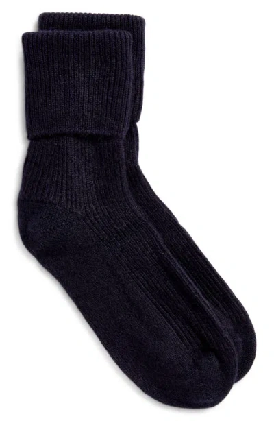 Johnstons Of Elgin Forbes Cashmere Rib Travel Socks In Black