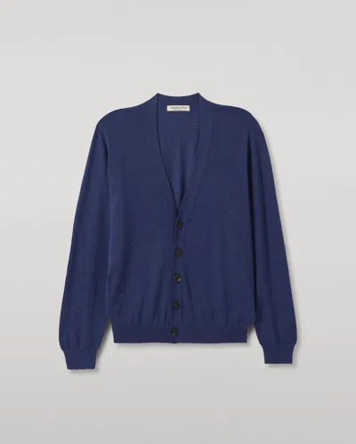 Johnstons Of Elgin Forsyth Blue Superfine Cashmere Cardigan