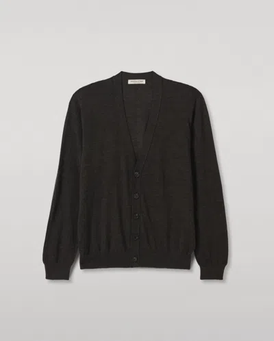 Johnstons Of Elgin Forsyth Dark Grey Superfine Cashmere Cardigan In White