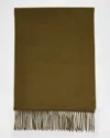 Johnstons Of Elgin Fringe Cashmere Scarf In Olive