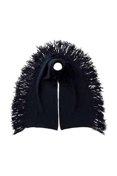 Johnstons Of Elgin Fringed Cashmere Dark Navy Scarf In Burgundy