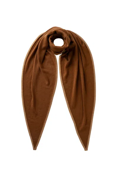 Johnstons Of Elgin Gauzy Cashmere Dark Camel Diamond Scarf In Brown