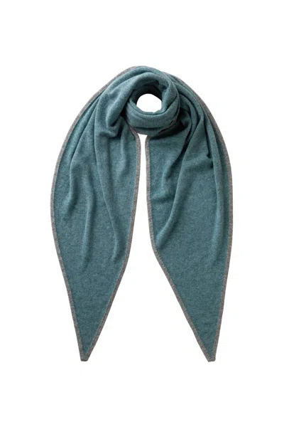 Johnstons Of Elgin Gauzy Cashmere Green Diamond Scarf In Blue