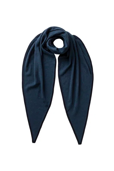 Johnstons Of Elgin Gauzy Cashmere Navy Diamond Scarf In Blue