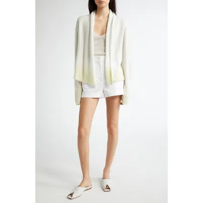 Johnstons Of Elgin Gauzy Ombré Colorblock Open Front Cashmerre Cardigan In Zinc/white