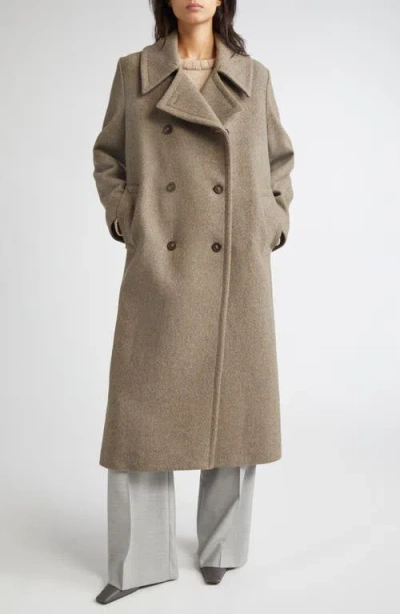 Johnstons Of Elgin Great Double Breasted Wool Coat In Brown