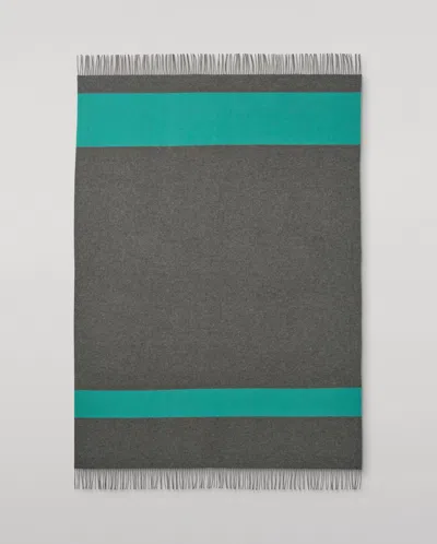 Johnstons Of Elgin Grey & Green Stripe Throw In Gray