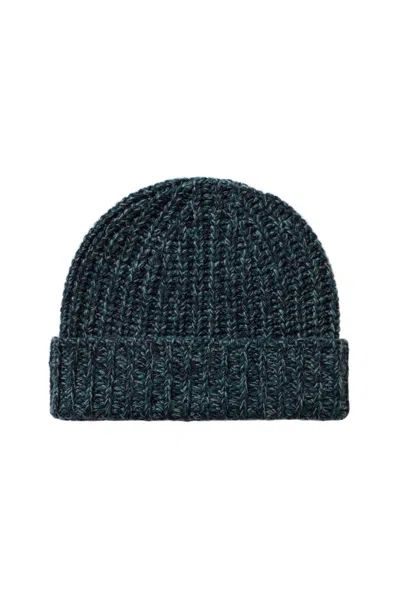 Johnstons Of Elgin Half Cardigan Stich Dark Green Cashmere Beanie