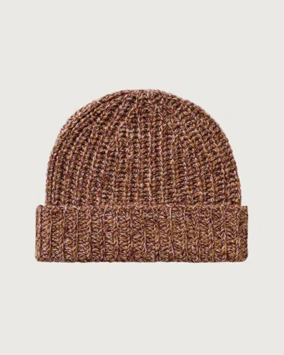 Johnstons Of Elgin Half Cardigan Stich Red Cashmere Beanie In Brown
