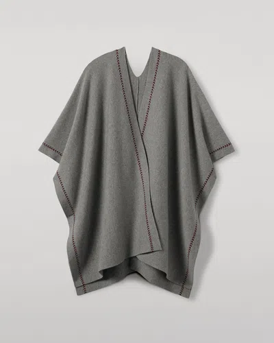 Johnstons Of Elgin Hawk Light Grey Cashmere Poncho In Gray