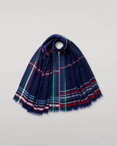 Johnstons Of Elgin Helmina Navy Cashmere Scarf In Blue