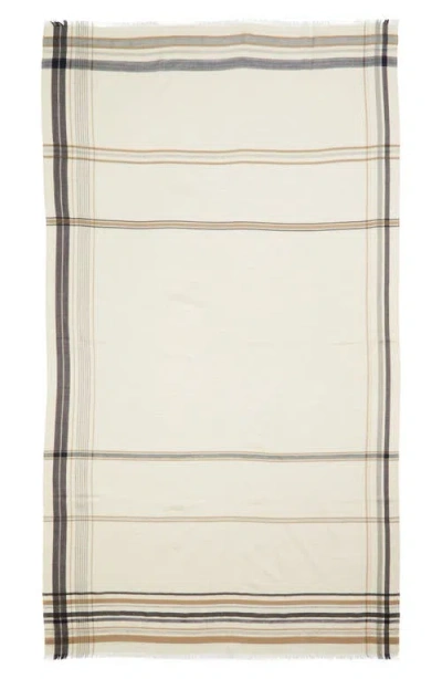 Johnstons Of Elgin Helmina Stripe Cashmere Fringe Scarf In Multi