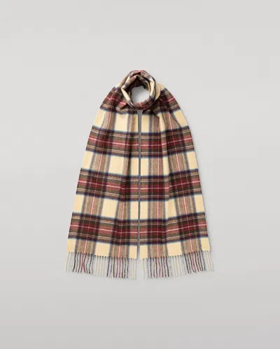 Johnstons Of Elgin Hessian Dress Stewart Tartan Cashmere Scarf In Brown