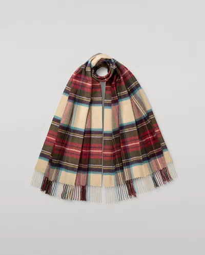 Johnstons Of Elgin Hessian Dress Stewart Tartan Cashmere Stole In Red
