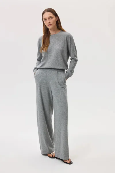 Johnstons Of Elgin High Rise Light Grey Cashmere Culottes In Gray