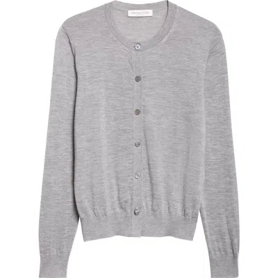 Johnstons Of Elgin Honor Cashmere Crewneck Cardigan In Gray