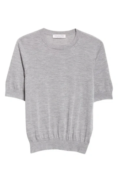 Johnstons Of Elgin Honor Short Sleeve Cashmere Crewneck Sweater In Gray