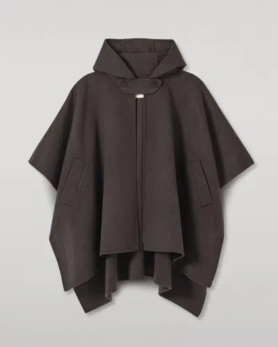 Johnstons Of Elgin Hoolie Charcoal Hooded Cashmere Cape In Black