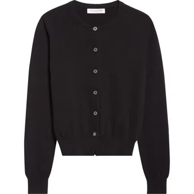 Johnstons Of Elgin Iris Cashmere Crewneck Cardigan In Black