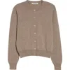 Johnstons Of Elgin Iris Cashmere Crewneck Cardigan In Brown