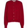 Johnstons Of Elgin Iris Cashmere Crewneck Cardigan In Red