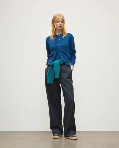Johnstons Of Elgin Iris Classic Blue Cashmere Cardigan