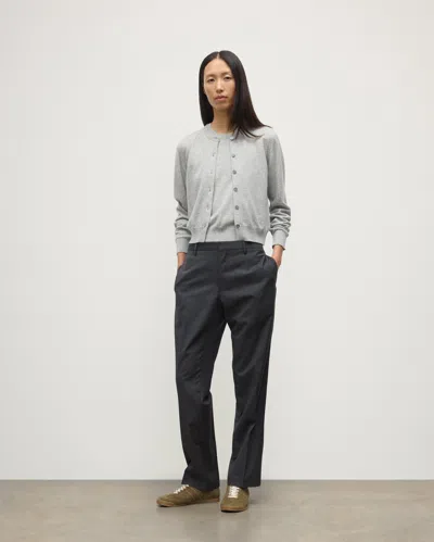 Johnstons Of Elgin Iris Pale Grey Classic Cashmere Cardigan In Gray