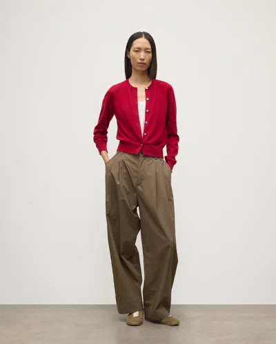 Johnstons Of Elgin Iris Cashmere Crewneck Cardigan In Red