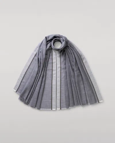 Johnstons Of Elgin Ives Grey Chevron Border Cashmere Scarf In Gray