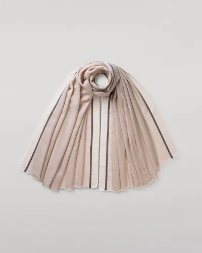 Johnstons Of Elgin Ives Natural Chevron Border Cashmere Scarf In Neutral