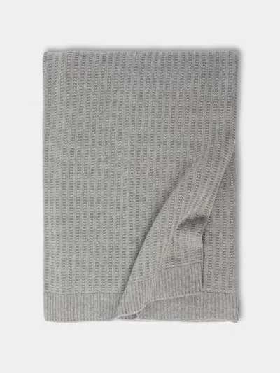 Johnstons Of Elgin Knitted-texture Cashmere Blanket (77in/2m) In Gray