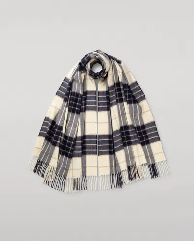 Johnstons Of Elgin Knockmore Tartan Cashmere Stole In White