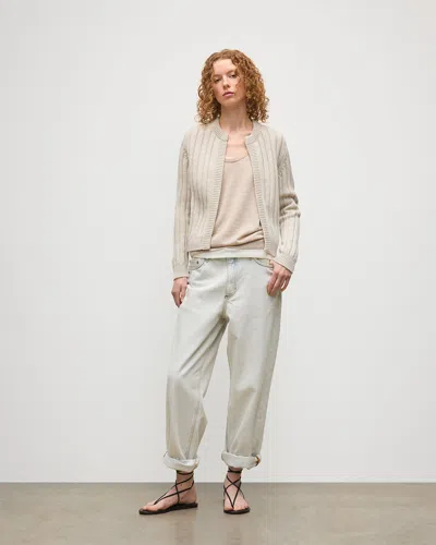 Johnstons Of Elgin Lecht Natural Cashmere Crew Cardigan In Gray