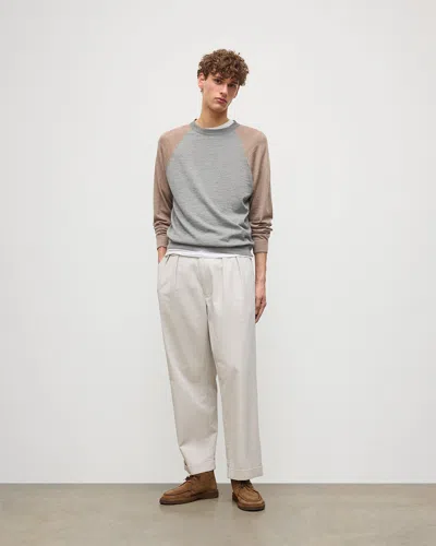Johnstons Of Elgin Leith Grey & Brown Ringer Superfine Cashmere Jumper