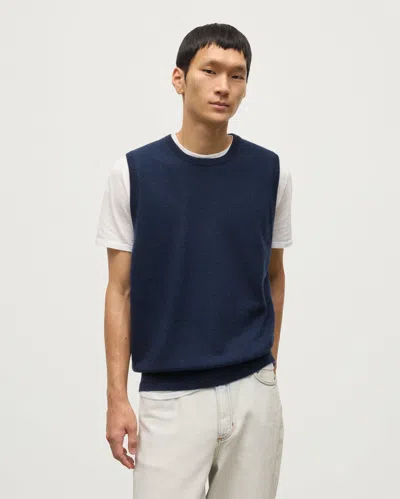 Johnstons Of Elgin Lennox Navy Cashmere Sleeveless Tank In Blue