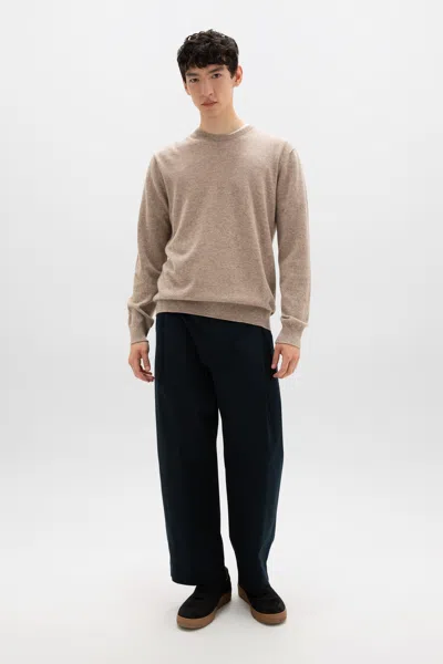 Johnstons Of Elgin Light Brown Cashmere Round Neck Jumper