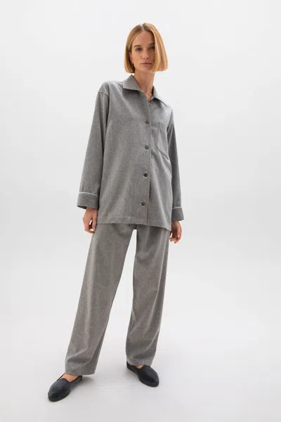 Johnstons Of Elgin Light Grey Cashmere Pyjama Lounge Set In Gray