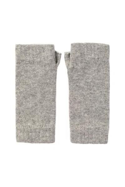 Johnstons Of Elgin Light Grey Cashmere Wrist Warmers In Gray